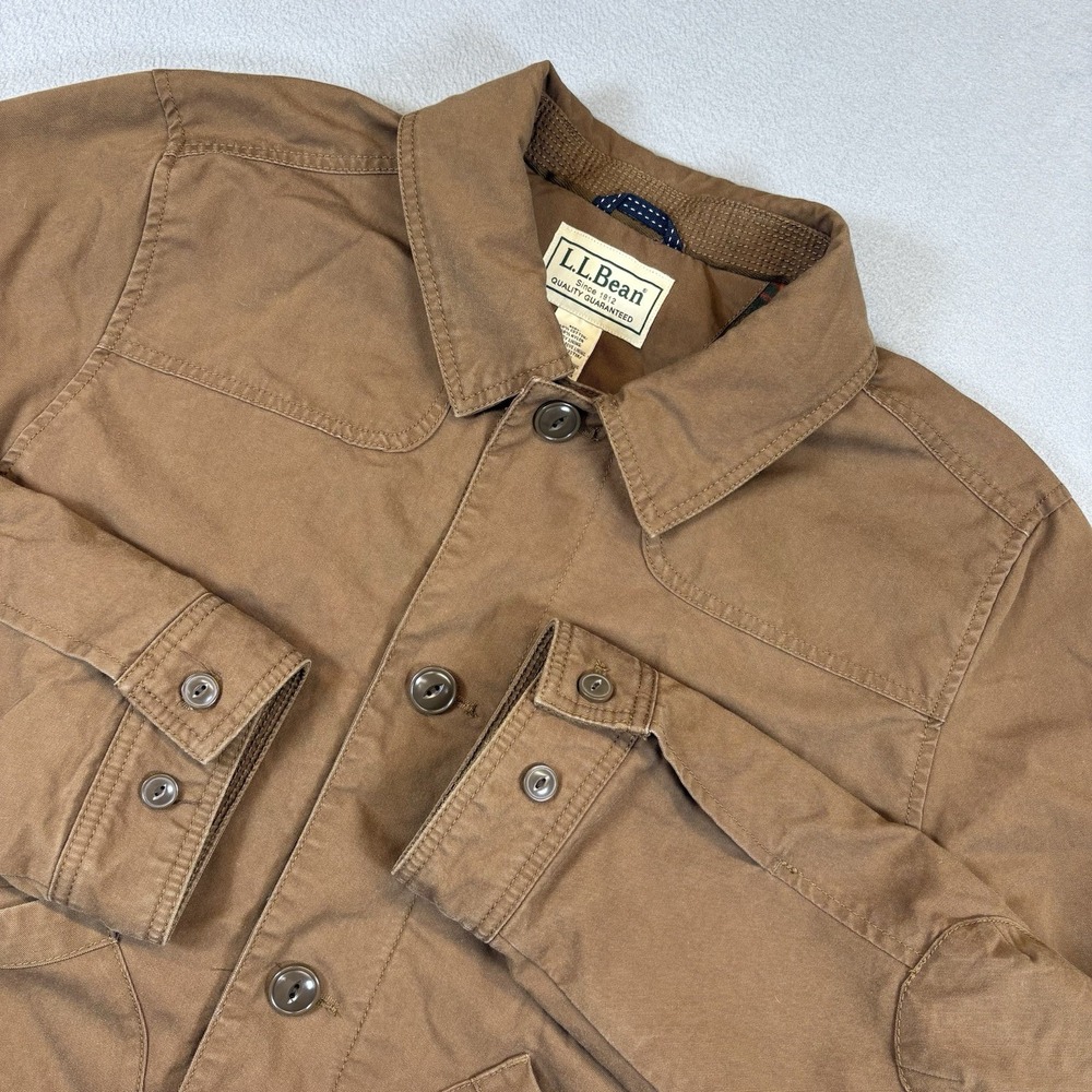 L.L.Bean Field Jacket Mens XL Brown Plaid Lined Hunting Work Coat
